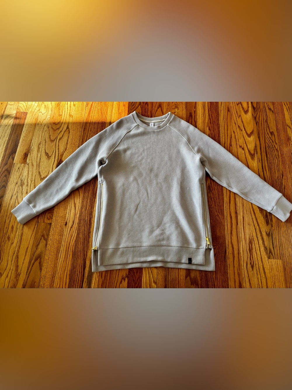 Varley Gray Crewneck Sweatshirt with Gold Zippers